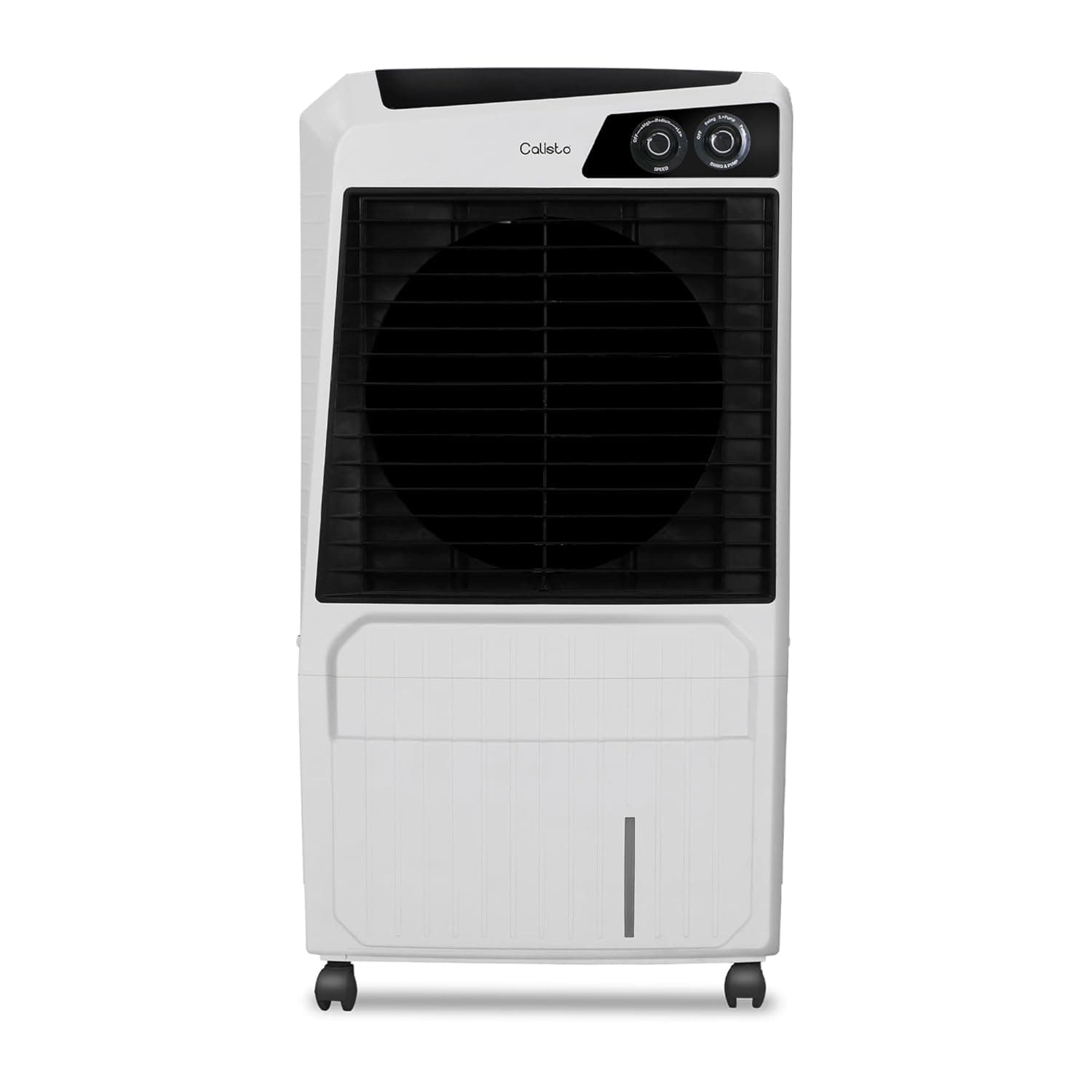 Hindware Smart Appliances Calisto 105L, Desert Air Cooler with Woodwool Pads, Inverter Compatible, Castor wheels and motorized air flow control & High Air Delivery (White & Black) - Air Cooler | Buy online on ZillyBuy