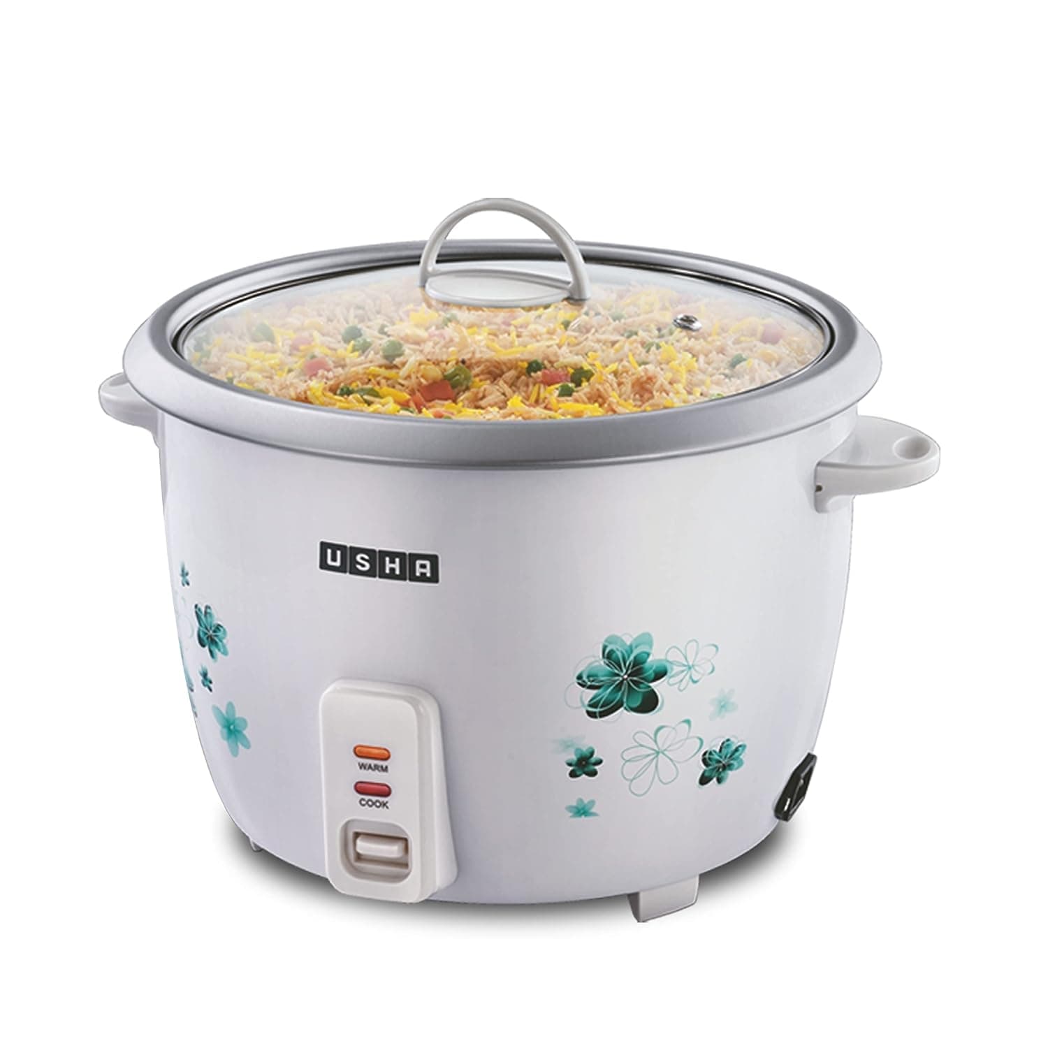 USHA RC28GS1 Steamer 1000 Watt Automatic Rice Cooker 2.8 Litres with Powerful Heating Element, Keep Rice Warm for 5 Hrs, Steamer, Trivet Plate & more accessories, 5 Yrs Warranty - White - Electric Cooker | Buy online on ZillyBuy