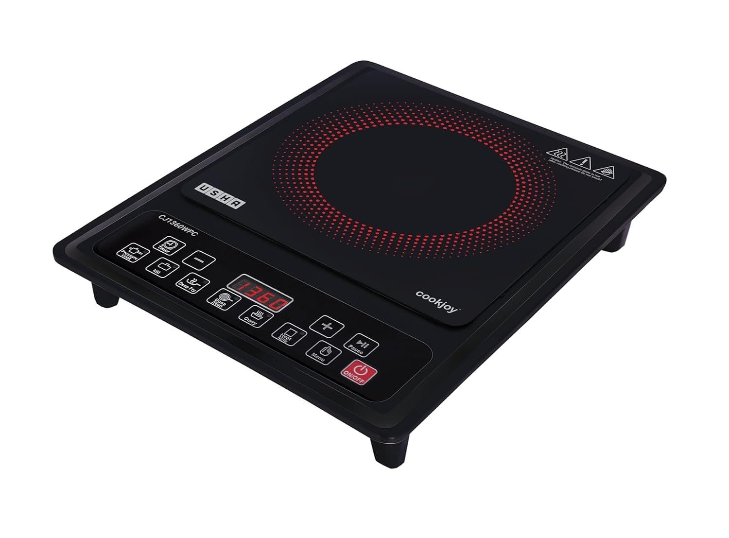 Usha Cookjoy (Cj1360Wpc) 1350 Watt Induction Cooktop, Sealed, 1 Burner - Black - Induction Cooktop | Buy online on ZillyBuy