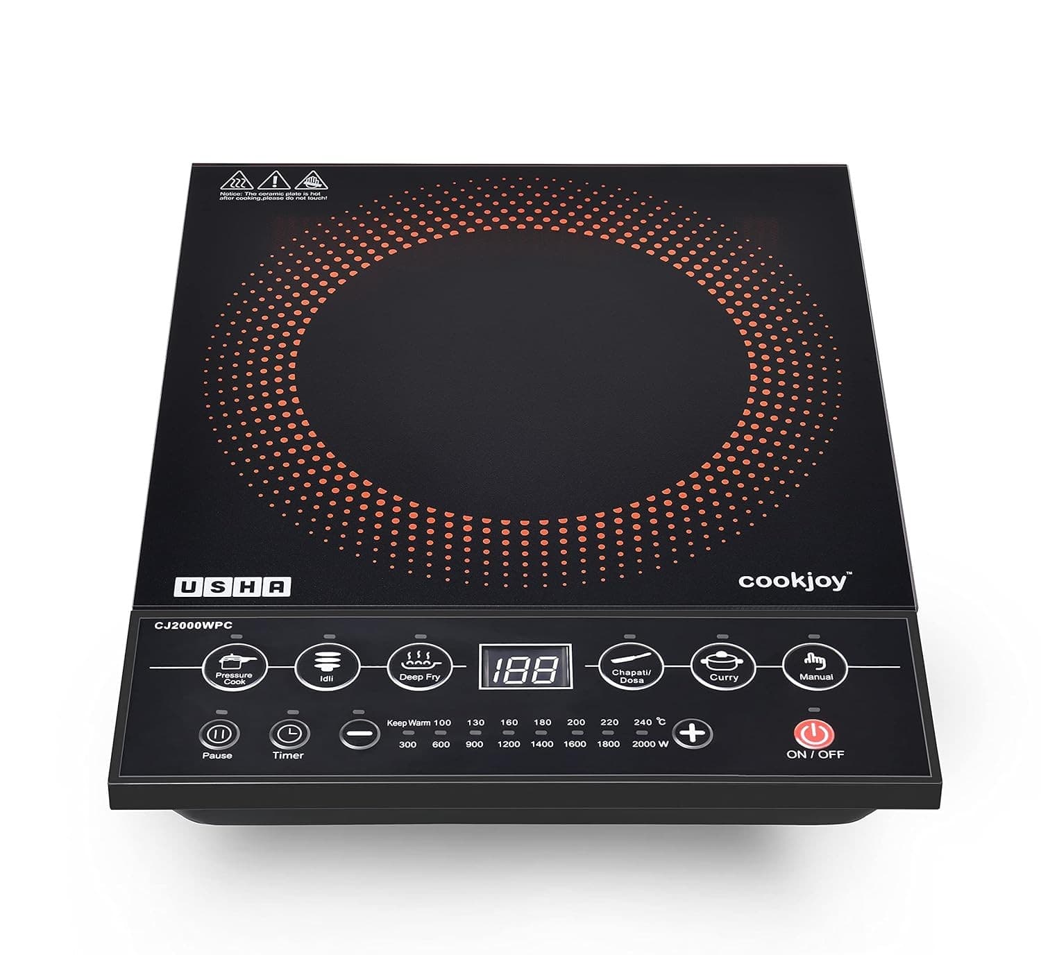 Usha Cookjoy CJ2000WPCN 2000W Induction Cooktop - Black - Induction Cooktop | Buy online on ZillyBuy