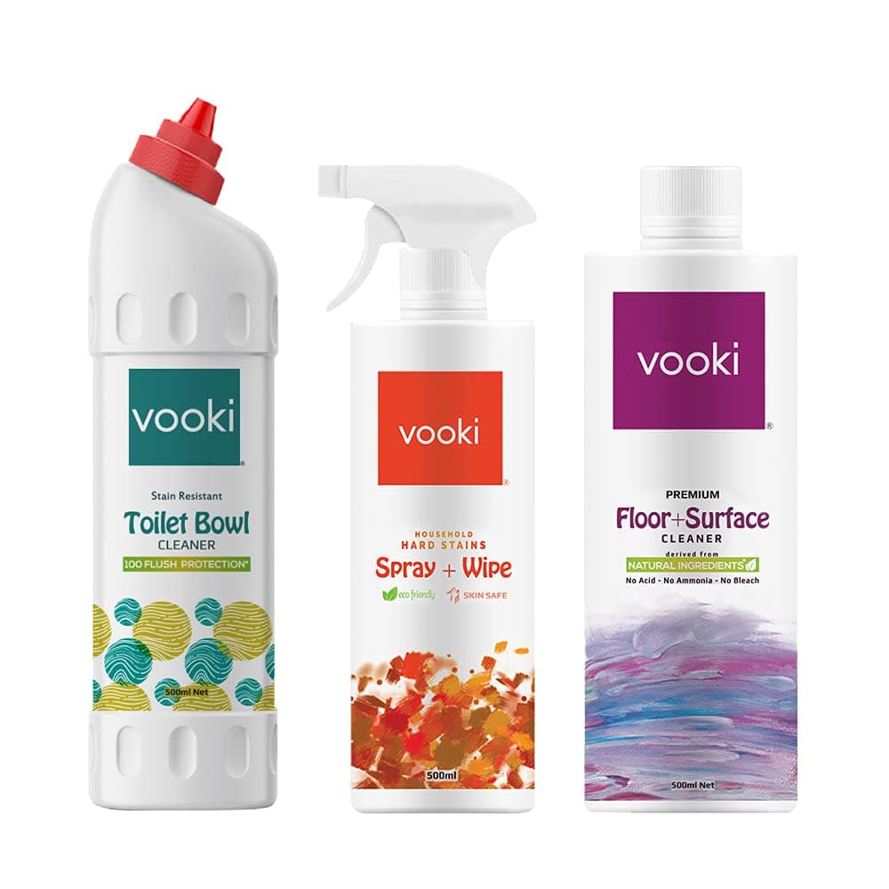 Vooki Ecofriendly Hard Stains Removal Spray, Floor & Surface Cleaner, Toilet Bowl Cleaner (500ml Each) (Hard stain, Toilet bowl & Floor Cleaner)… - Bins and Bathroom | Buy online on ZillyBuy