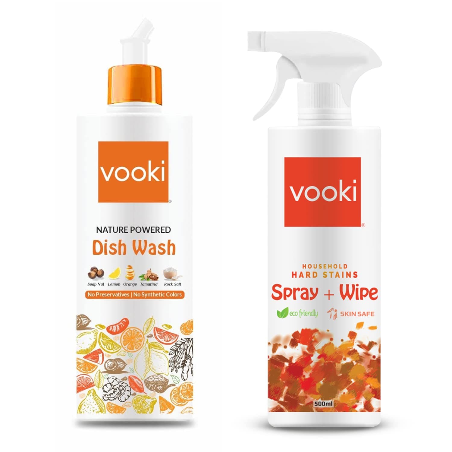 Vooki Nature Powered Natural Dish Wash Gel and Ecofriendly Hard Stains Spray and Wipe - 500 Ml Each, (Combo Pack of 2)… - Bins and Bathroom | Buy online on ZillyBuy