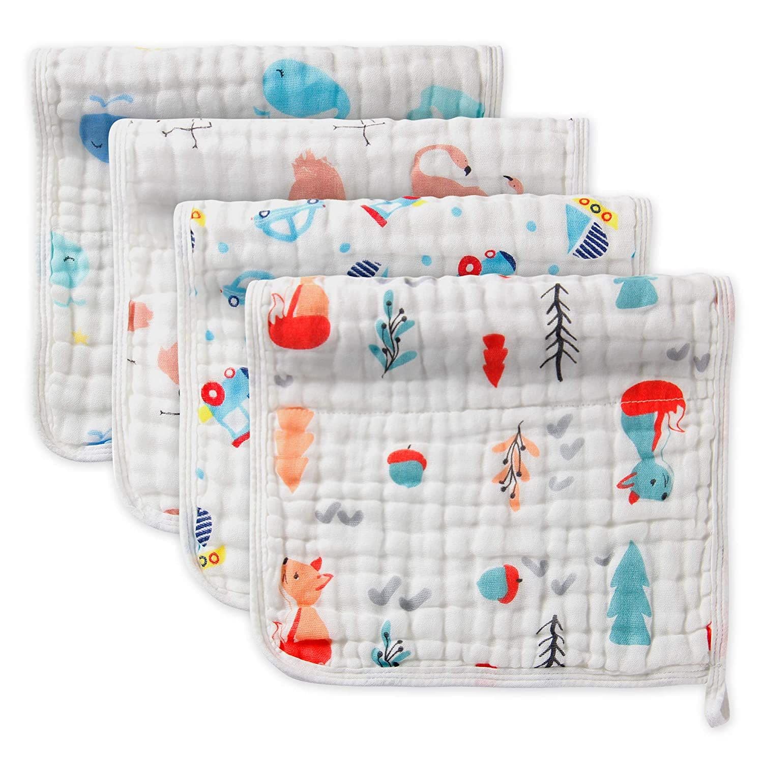 moms home 6 layer muslin burp towel pack of 4 30x50cms mix design