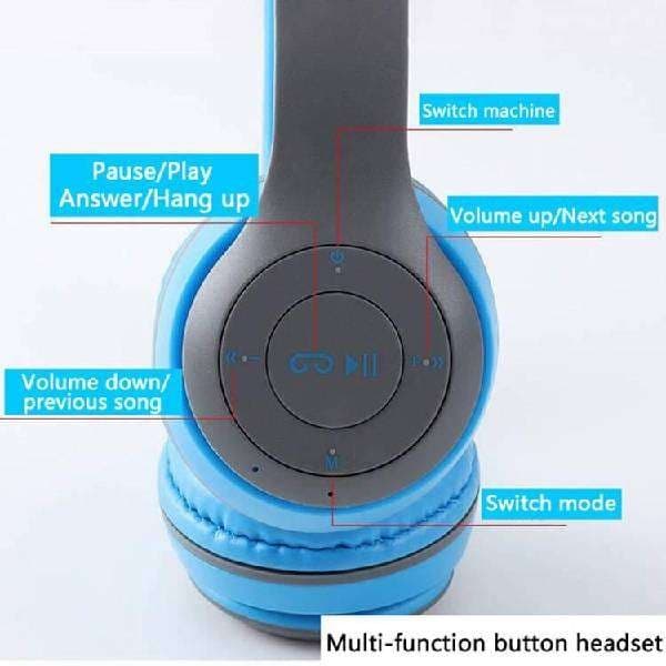 Wireless Bluetooth Headphones P47 Foldable Over Ear Deep Bass Gaming Sports Colour Sky Blue - Laptop | Buy online on ZillyBuy