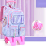 Girls’ Pastel Trolley Backpack with Plush Toy