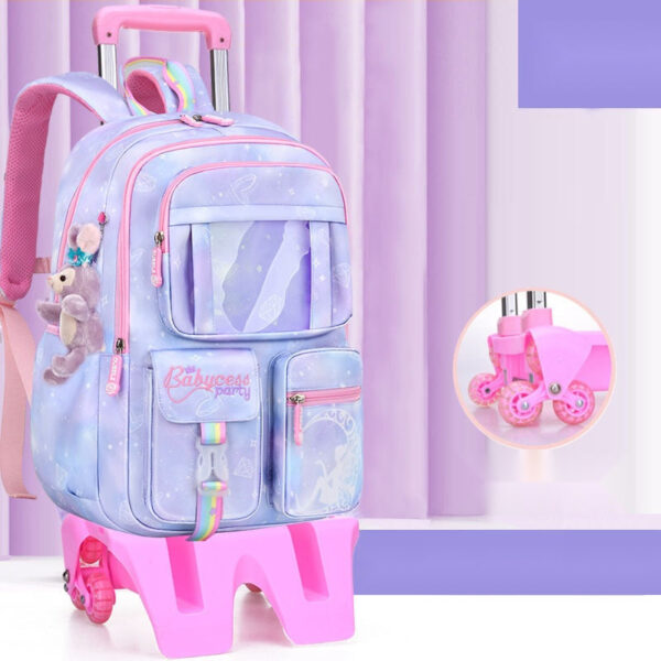 Girls’ Pastel Trolley Backpack with Plush Toy