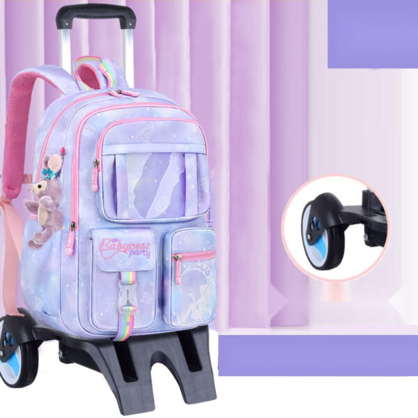 Girls’ Pastel Trolley Backpack with Plush Toy