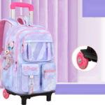 Girls’ Pastel Trolley Backpack with Plush Toy