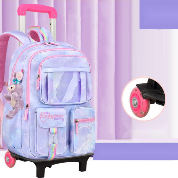 Girls’ Pastel Trolley Backpack with Plush Toy