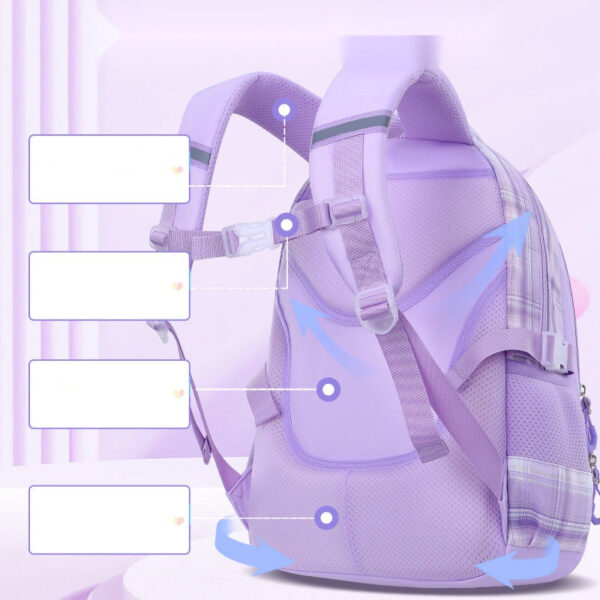 Pastel Checkered School Bags – Cute & Spacious for Girls