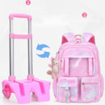 Girls’ Pastel Trolley Backpack with Plush Toy