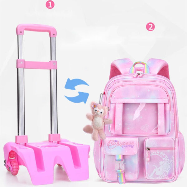 Girls’ Pastel Trolley Backpack with Plush Toy