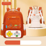 Gaming-Themed Kids Backpack – Tetris & Console Design