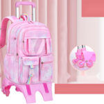 Girls’ Pastel Trolley Backpack with Plush Toy