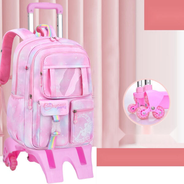 Girls’ Pastel Trolley Backpack with Plush Toy