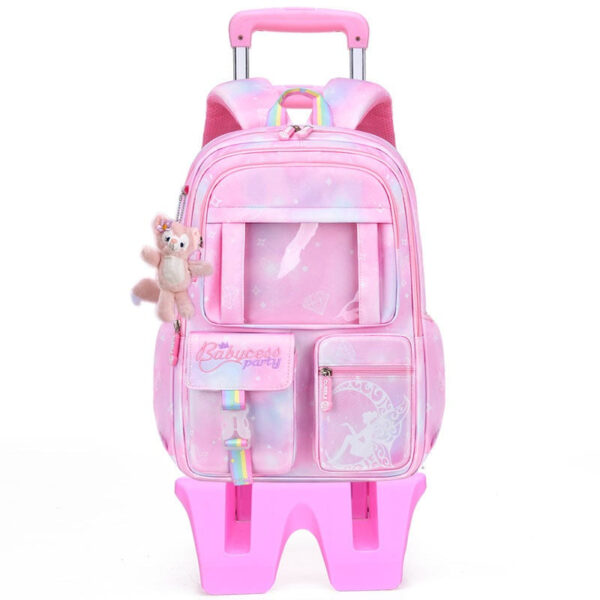 Girls’ Pastel Trolley Backpack with Plush Toy