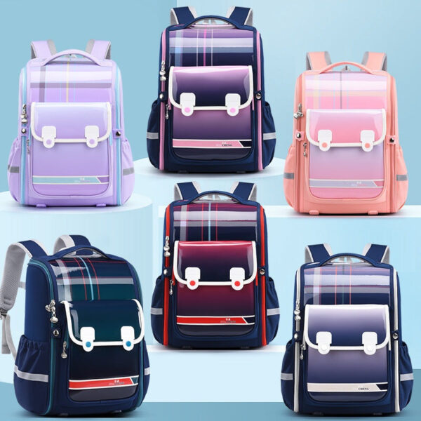 Glossy Gradient Checkered School Backpacks – Bold & Trendy for Kids