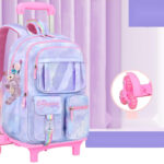 Girls’ Pastel Trolley Backpack with Plush Toy
