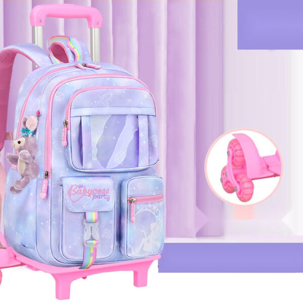 Girls’ Pastel Trolley Backpack with Plush Toy