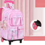 Girls’ Pastel Trolley Backpack with Plush Toy