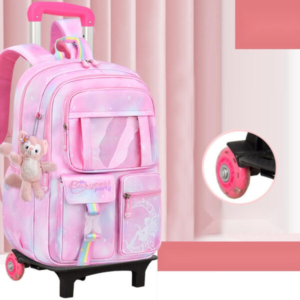 Girls’ Pastel Trolley Backpack with Plush Toy
