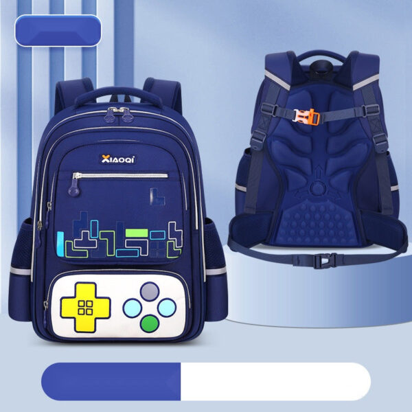 Gaming-Themed Kids Backpack – Tetris & Console Design