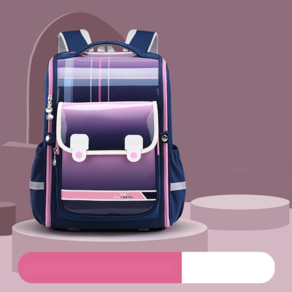Glossy Gradient Checkered School Backpacks – Bold & Trendy for Kids