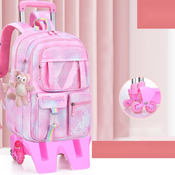 Girls’ Pastel Trolley Backpack with Plush Toy
