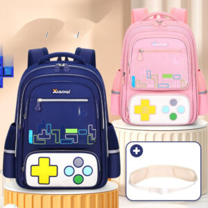 Gaming-Themed Kids Backpack – Tetris & Console Design