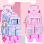 Girls’ Pastel Trolley Backpack with Plush Toy