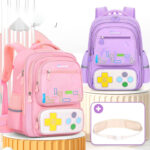 Gaming-Themed Kids Backpack – Tetris & Console Design