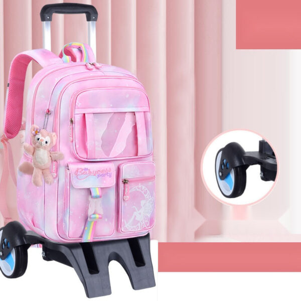 Girls’ Pastel Trolley Backpack with Plush Toy