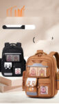 Trendy Campus Backpack with Cartoon Charm