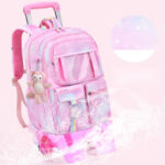 Girls’ Pastel Trolley Backpack with Plush Toy