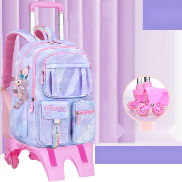 Girls’ Pastel Trolley Backpack with Plush Toy