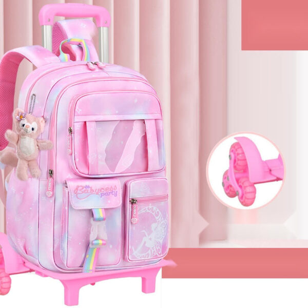Girls’ Pastel Trolley Backpack with Plush Toy