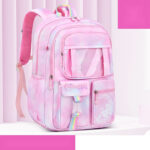Girls’ Pastel Trolley Backpack with Plush Toy