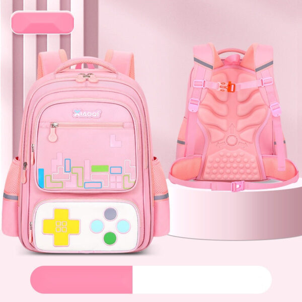 Gaming-Themed Kids Backpack – Tetris & Console Design