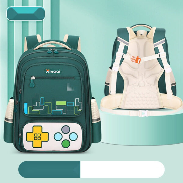 Gaming-Themed Kids Backpack – Tetris & Console Design
