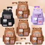 Trendy Campus Backpack with Cartoon Charm