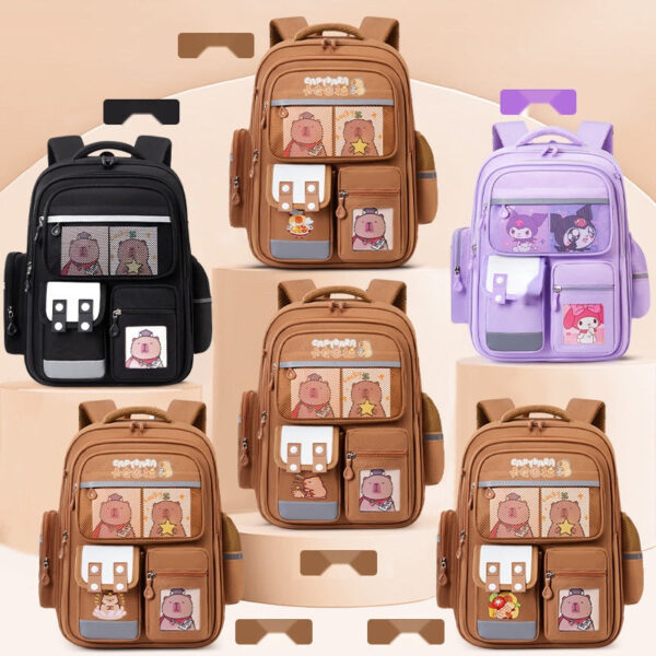 Trendy Campus Backpack with Cartoon Charm