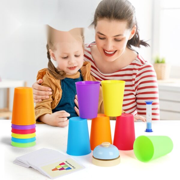 Cross-border children's stacking cups, educational toys, color enlightenment, cognition, quick stacking cup props, parent-child children's table games