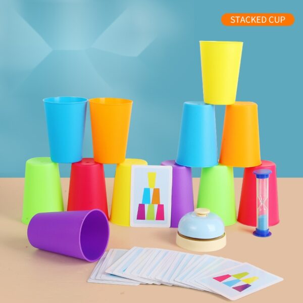 Cross-border children's stacking cups, educational toys, color enlightenment, cognition, quick stacking cup props, parent-child children's table games