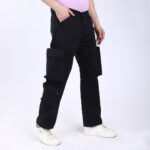 Men's Relaxed Fit Black Stretch Cotton Cargo Pants – Streetwear Large pocket Style 4809-4