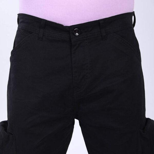 Men's Relaxed Fit Black Stretch Cotton Cargo Pants – Streetwear Large pocket Style 4809-4