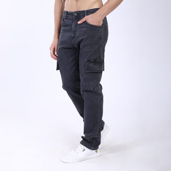 DARK GREY BAGGY CARGO FIT JEAN OVERDYED 4898-3