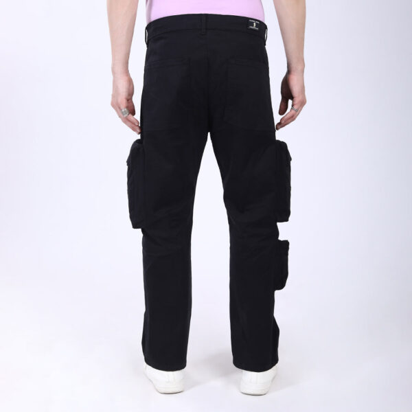 Men's Relaxed Fit Black Stretch Cotton Cargo Pants – Streetwear Large pocket Style 4809-4