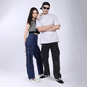 LIGHT GREY BAGGY CARGO FIT JEAN 4819-2