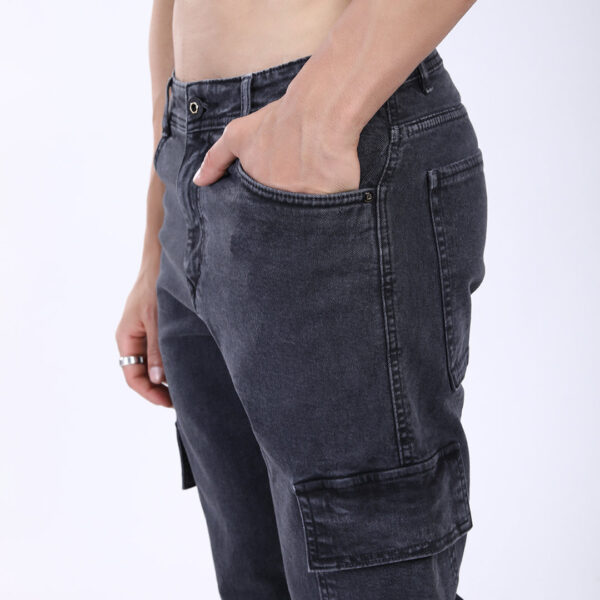 DARK GREY BAGGY CARGO FIT JEAN OVERDYED 4898-3