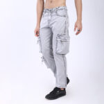 GREY BAGGY CARGO FIT JEANS WITH LARGE POCKET 4899-3